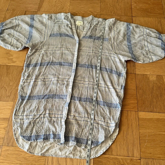 Maeve Lena Tunic Top Small Blue White Cotton Gauzy Loose Flowy - Picture 6 of 8